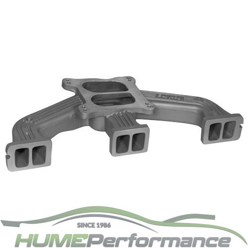 Holden 6cyl 4 Barrel Holley Intake Manifold (Blue, Black Motor)