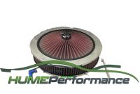 HI FLOW AIR CLEANER FILTER ASSEMBLY 14X3 HOLLEY 5-1/8 RECESSED BASE
