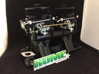 SMALL BLOCK CHEV 283 350 400 BLACK NEW TUNNEL RAM PACKAGE 600 CFM CARBURETTORS