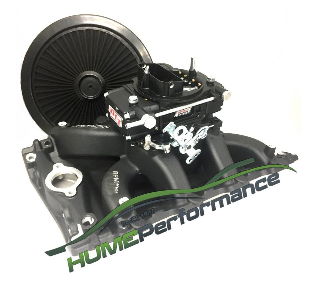Holden V8 253 308 304 355 VN Manifold & Carburettor Package Black 600 Cfm Hume Performance