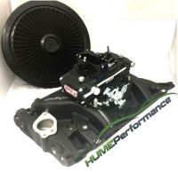 HOLDEN V8 253 308 MANIFOLD & CARBURETTOR PACKAGE BLACK QUICKFUEL 600 BLACK