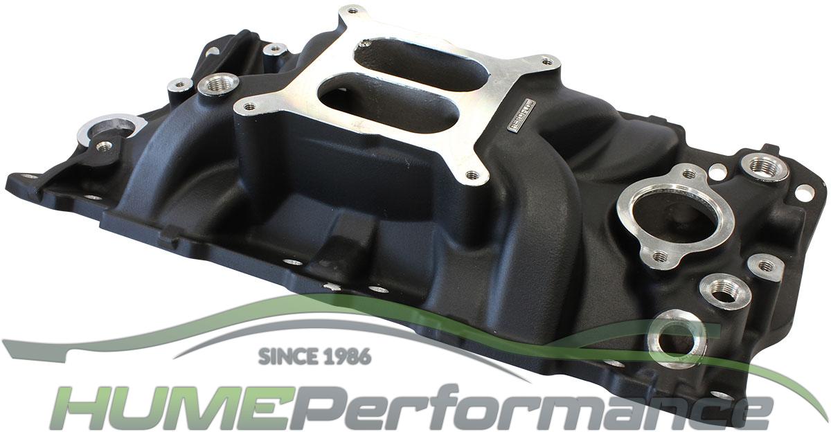 SMALL BLOCK 262-400 350 CHEV STREET DUAL PLANE INTAKE MANIFOLD BLACK