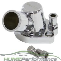Billet Thermostat Housing - Chrome Suit Holden 253-308, with optional heater outlet, Swivel