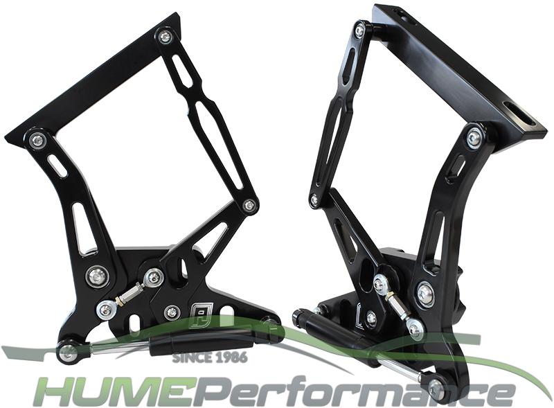 Ford Falcon XR-XY Billet Bonnet Hinge Kit - Black Finish