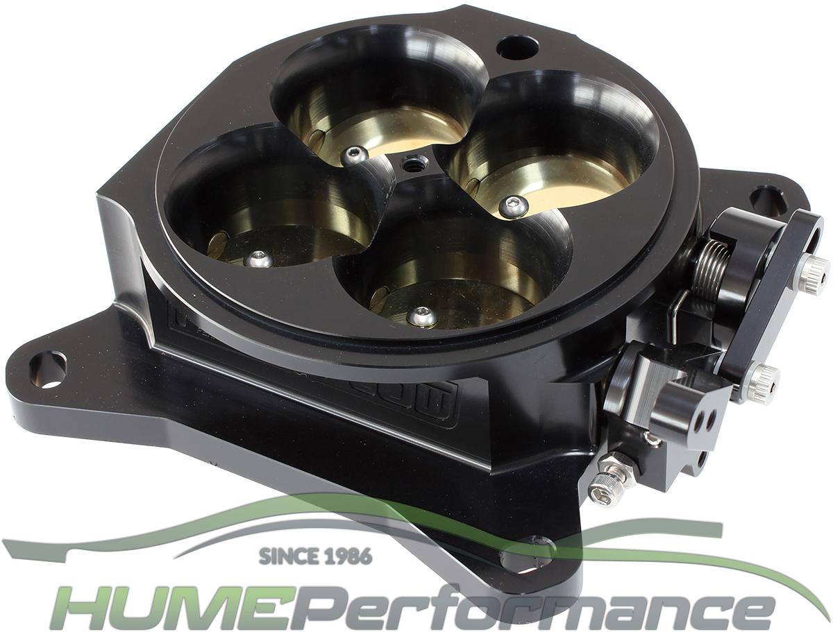 Billet Aluminium 4 Barrel 1375cfm Throttle Body Black Finish. Suit 4150/4500 Flanges