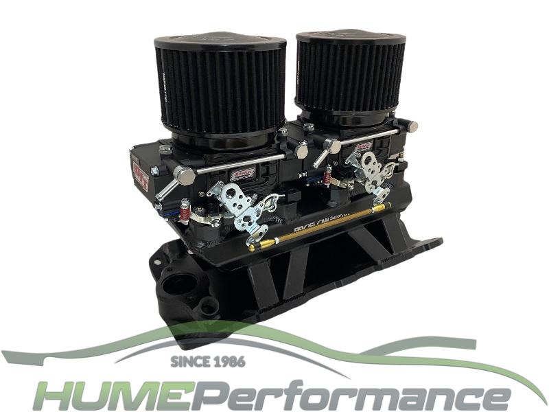 Small Block Chev 283 350 400 Black New Tunnel Ram Package 600 Cfm Carburettors