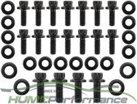 Small Block Chev Oil Pan Bolt Kit - Black Finish 1 Piece Gasket